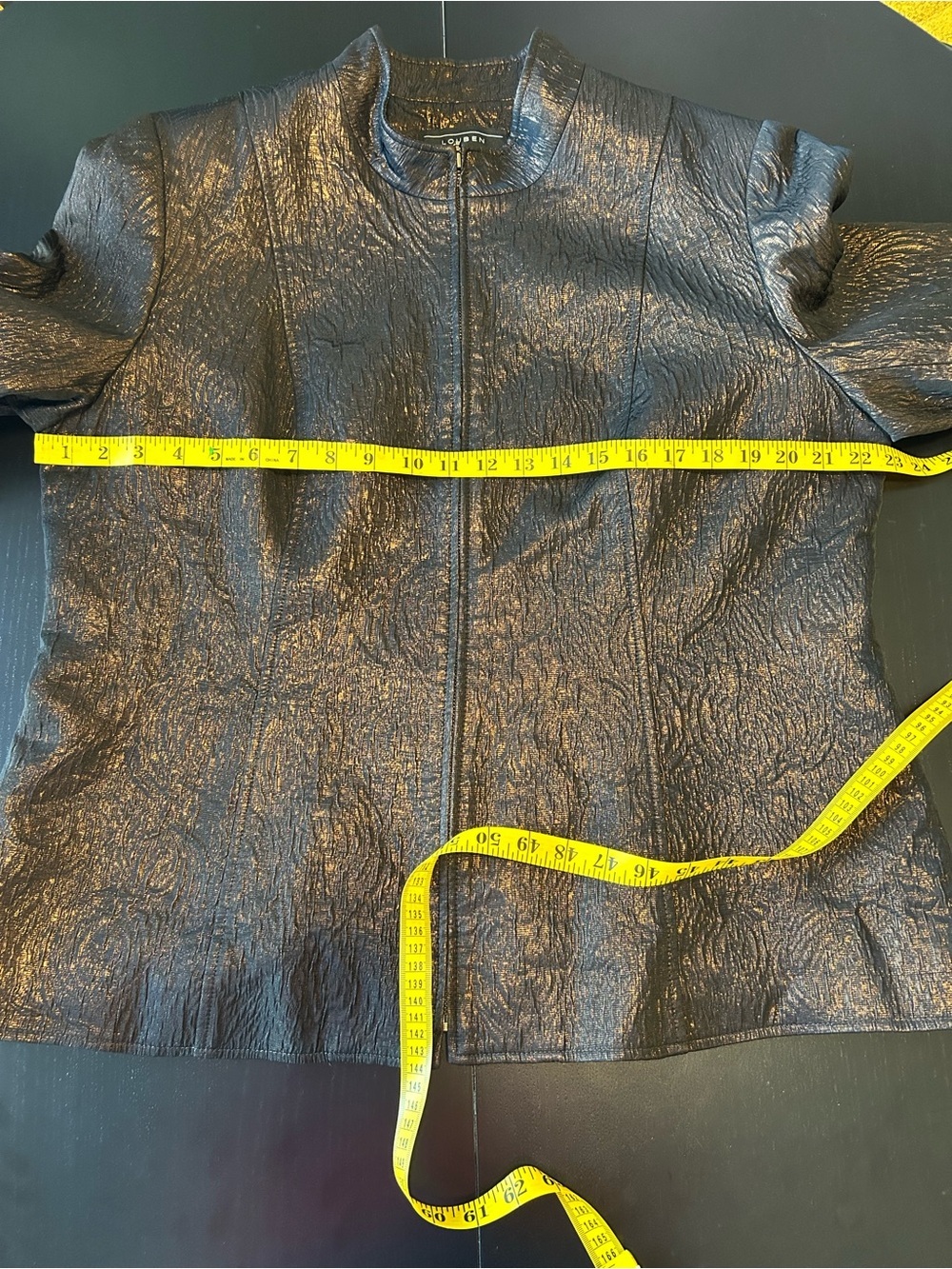 Louben Bronze Metallic Textured Zip Jacket Quiet Luxury Career Size 16 - Picture 11 of 14